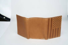 Load image into Gallery viewer, American Bison Leather Trifold Wallet | Flag Emboss AB 2011: Tan

